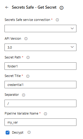 Secrets Safe Get Secret Task Configuration